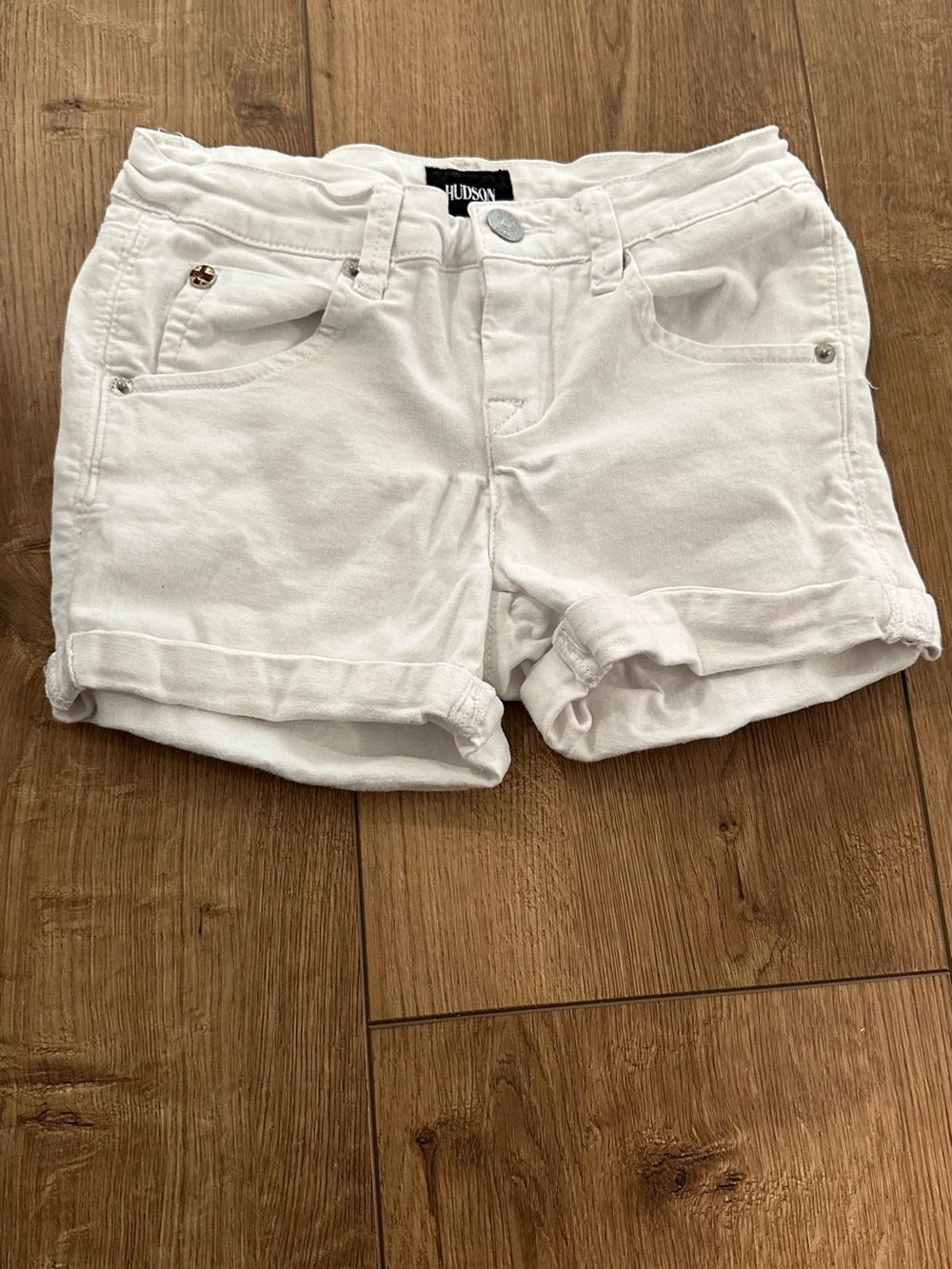 Hudson Jeans White Girls' Cuffed Denim Shorts